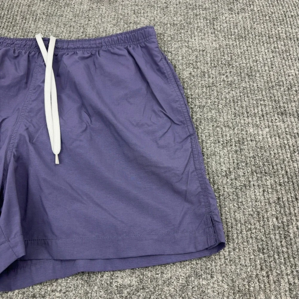 Lands End Swim Shorts Mens L Purple Nylon Elastic Waist Drawstring Casual Summer